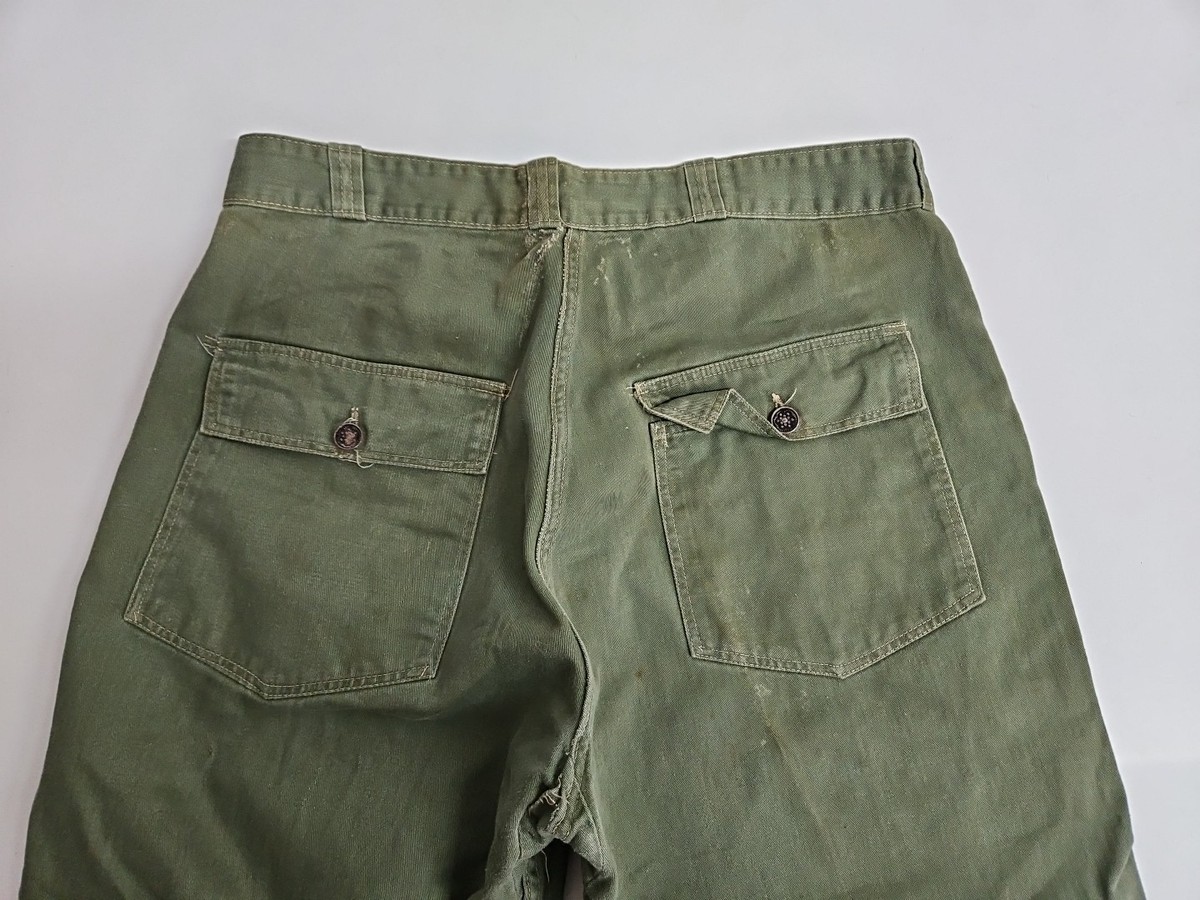 True Vtg 50s OG-107 Baker Pants 13 Star Button Military US