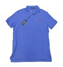 Polo Ralph Lauren Men's Blue Solid Mesh Classic Fit Short Sleeve Polo Shirt S 