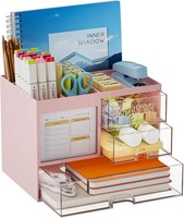 Marbrasse Schreibtisch Organizer, 3 Schubladen, Stifthalter Mit 4 FäChern - Rosa