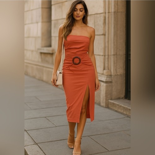 NWOT Finders Keepers Strapless Midi Dress Coral