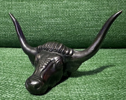 Vtg Gorham Silverplate Longhorn Bull Paperweight Western Americana Texas