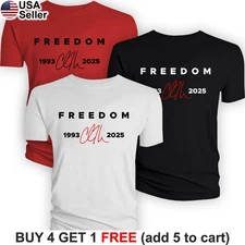 Freedom Charlie Kirk T-Shirt Red Signature Tribute Political Patriotic BCC05