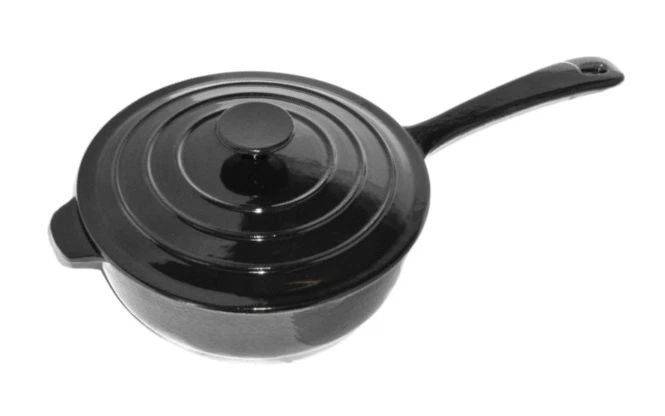 Black Enamel Cast Iron Cooking Pot Skillet Frying Pan with Lid Enamel Saucepan