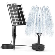  Solar Fountain Kit for Bird Bath, 9.84 Power Cord Glass Panel Solar Bird Bath 