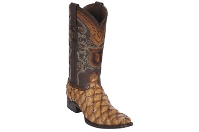 Los Altos Genuine PIRARUCU FISH ORYX European Square Toe WESTERN BOOT EE 761011