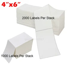 4000-10000 4x6 Fanfold Direct Thermal Shipping Labels for Zebra & Rollo Printer