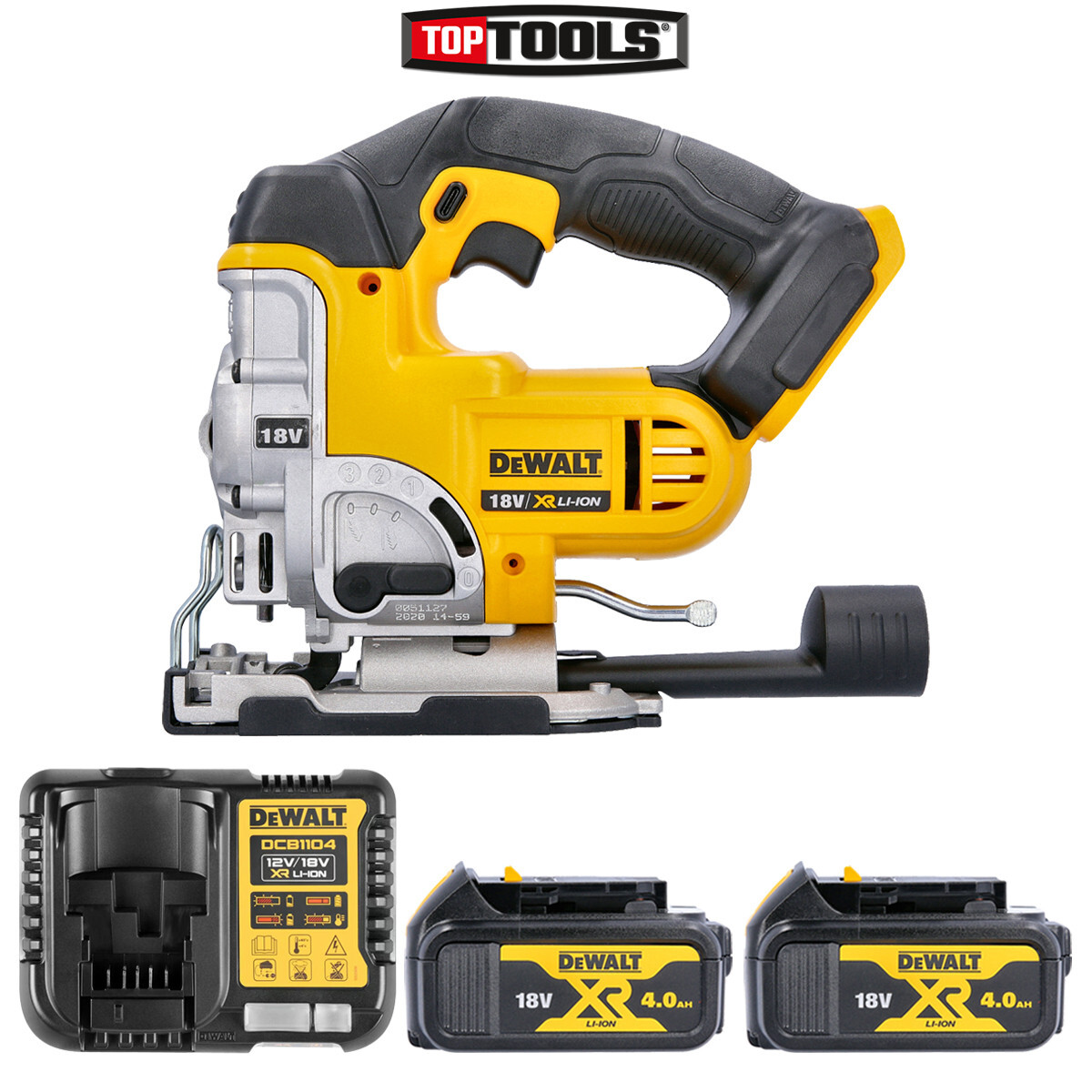 DEWALT DCS331N Cordless 18V XR Li Ion Jigsaw With 2 x 4.0Ah Batteries Charger