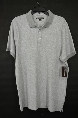 Polo homme à manches courtes gris Michael Kors Birdseye neuf avec étiquettes 128 $
