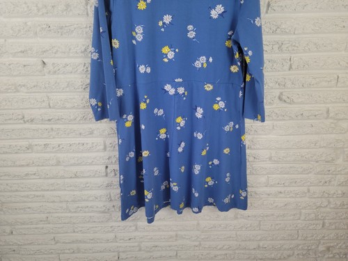 Old Navy Womens Dress XXL Shirt Fit Flare 3/4 Sleeve Blue Floral Pullover Boat - Picture 8 of 10