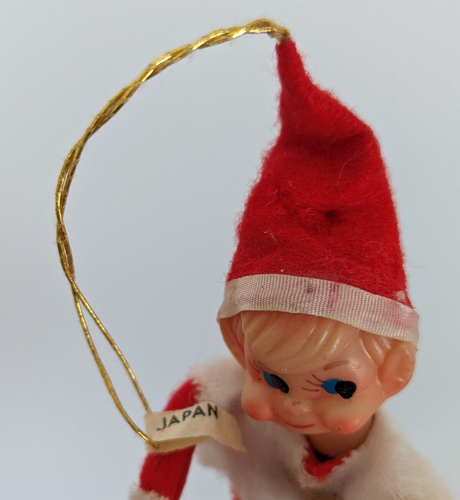 Vintage Knee Hugger Christmas Pixie Elf Red White Nostalgic Japan - Picture 6 of 7