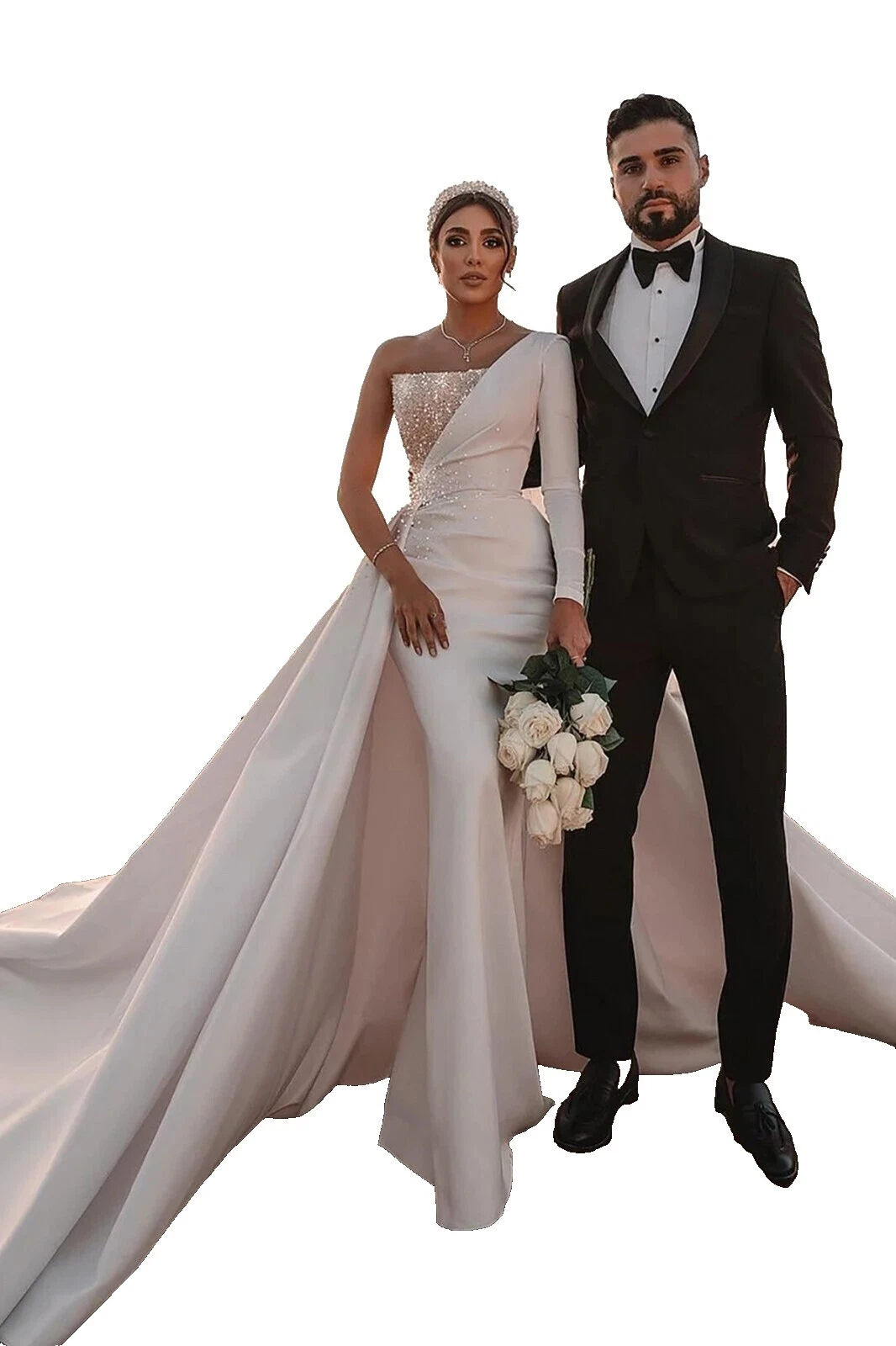 Imperio De Satén manga larga vestidos de novia