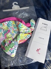 HAMLEYS Pair Of Baby Hats 100 Cotton Size Newborn 0-3 Months New