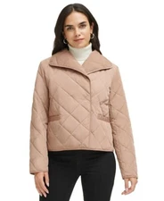 Calvin Klein Women's Quilted Wrap Front Jacket Lightweight Tan Size XS