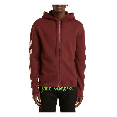 Off-white Diagonal Arrow Knit Zip Hoodie Mens Style