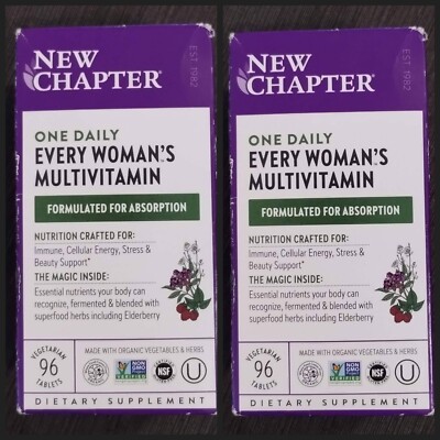 2) New Chapter One Daily Every Woman's Multivitamin -96 Tablets Each - 11/2025
