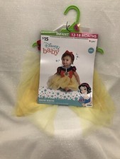 Snow White Halloween Costume Dress Headband With Bow Disney Baby Size 12-18M