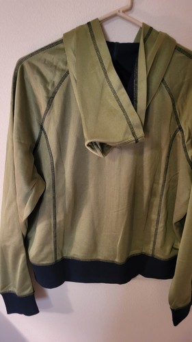 SJB Active XL Cropped Lime Green Sweatshirt Navy Accent Hood L Sleeve 24 L 27 Ac - Picture 4 of 16