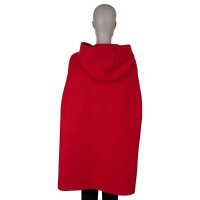 70881 auth CHRISTIAN DIOR red wool 2021 HOODED DOUBLE FACE Cape