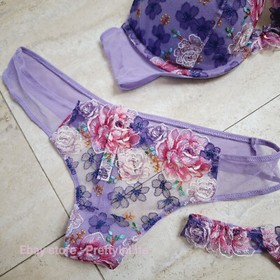 Victoria's Secret Dream Angels Push Up bra set embroidery purple floral 5Z5A