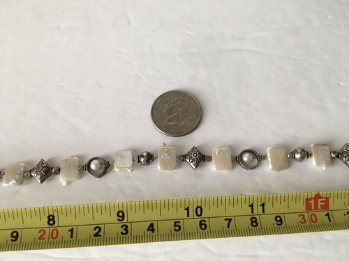 Vintage Sterling Silver Round & Square Baroque Pearl Necklace & Earring Set - Picture 10 of 19