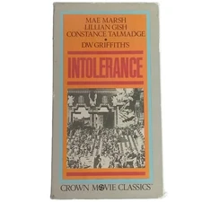 Intolerance VHS Crown Movie Classics D.W. Griffith B&W Silent Film