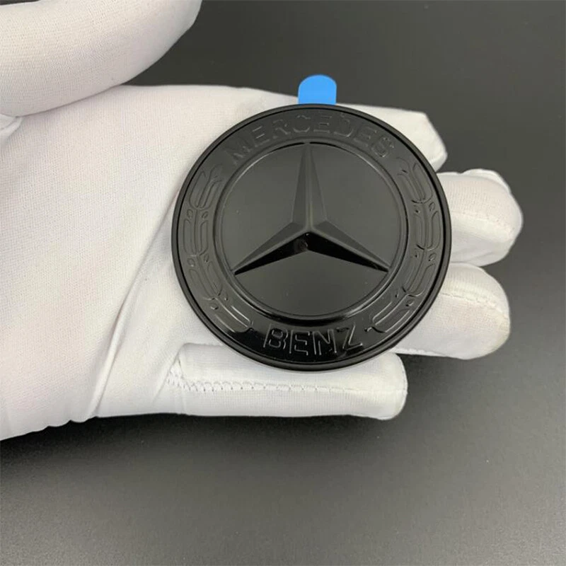 Emblema insignia corona de laurel plano capó pasta negro brillante para Mercedes Benz EQC GLS Foto 3 de 4