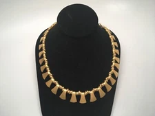 SIGNED SI SMITHSONIAN INST MUSEUM REPLICA GOLD PLATED EGYPTIAN DESIGN NECKLACE