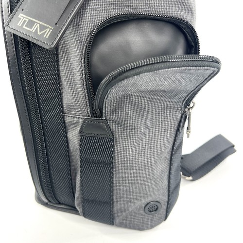 TUMI Morado Sling Crossbody Day Bag Gray Plaid with Black Trim - Picture 12 of 23