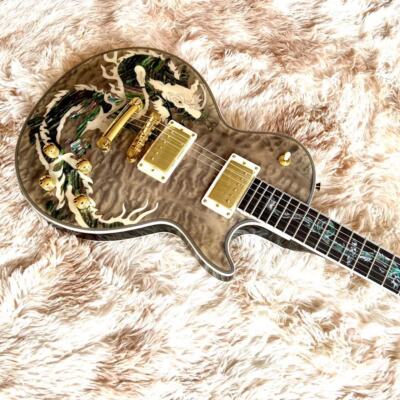 Private Stock Dragon Green Flame Maple Top chitarra elettrica abalone