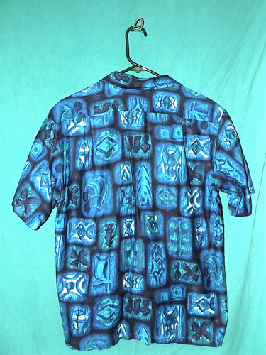 Exc! Vtg 60s -70s KAMEHAMEHA HAWAIIAN SHIRT, TOP LOOP, GEOMETRIC TIKI, Sz M - Picture 6 of 8