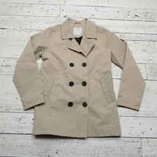 Polarn O Pyret Jacket Youth 10-11 Beige Double Breasted Pea Coat Reflective Wind