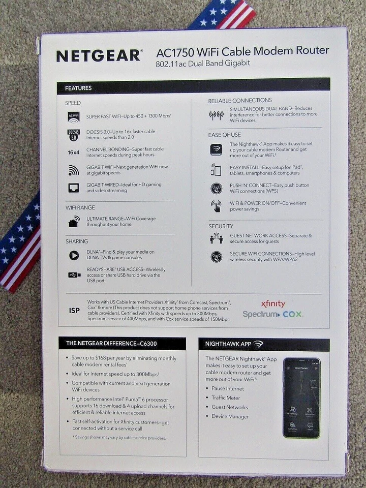 netgear ac1750 wifi cable modem router c6300 - Image 4 of 4