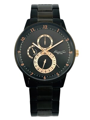 Kenneth Cole Men's KC3894 Multifunction black ion-plated stainless