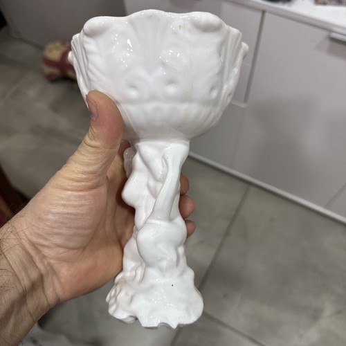 Vintage Antique Vase White Cherub Boy Porcelain Ceramic Urn Soap Dish Rare - Picture 2 of 13
