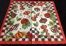 Mackenzie Childs Deck the Halls Paper Cocktail Beverage Napkin (1) for Decoupage