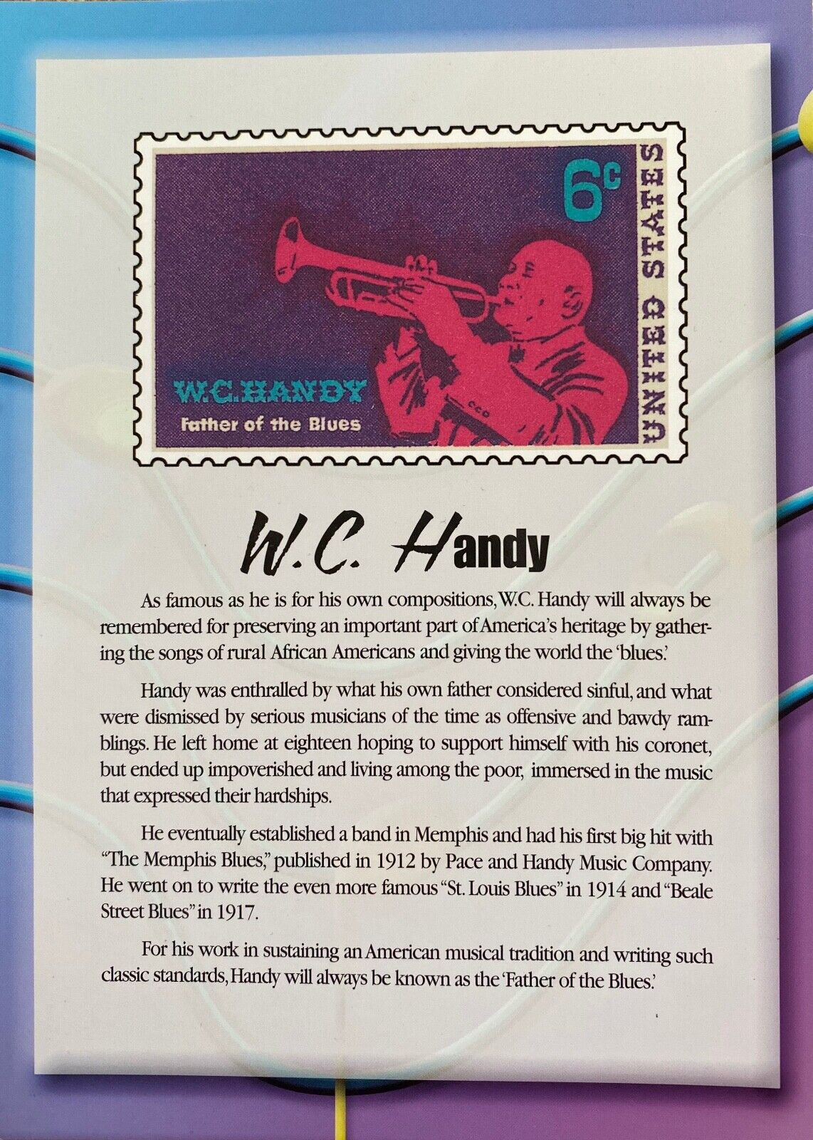 新品本物 W. C. Handy - Father of お中元 the postcard oversized Blues Heritage Series -Black