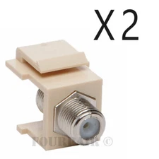 2 Pack Lot F-81 Coax Keystone Jack Snap-In Cable TV Coupler Connector RG6 Ivory