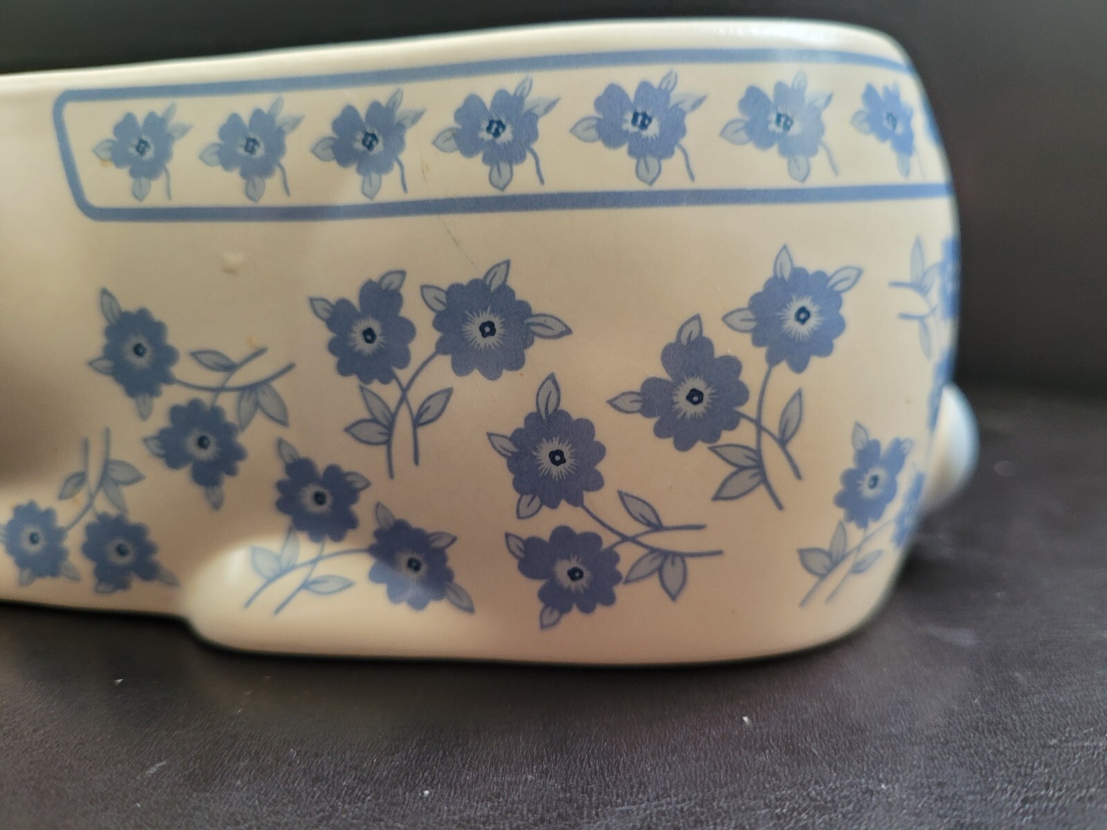 Vtg Crowning Touch Collection Floral Bunny Jewelry Trinket Box Ceramic Keepsake