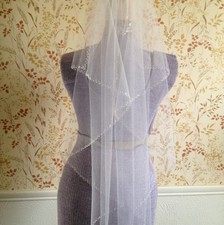 White David Bridals Veils/One Short With Sequins Faux Pearls/ Catheral Pearls