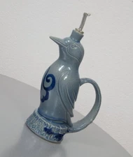 Staffel Stonware Handle Jug Liquor Bottle Bird Salt Glaze Vintage 1960s