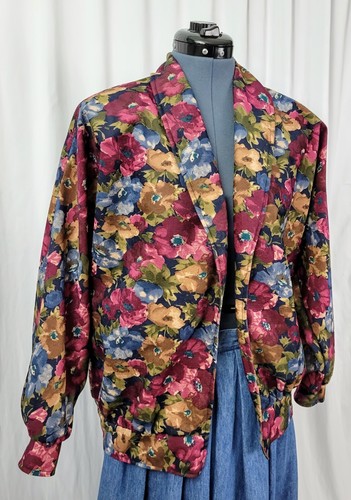 Vintage Alicia Muted Floral Synth Suede Jacket w Open Front Size 4P - Picture 4 of 22