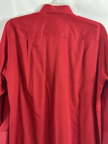 Geoffrey Beene Men's Red Sateen Dress Shirt Size L 16 1/2 32/33 Long Sleeve Pkt - Picture 10 of 19