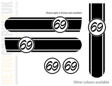 Fits Vespa PX - Race Numbers Side Panel Stripes Legshield Sidepanels only
