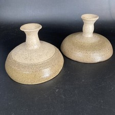 2 Hand Thrown Artisan Pottery Bud Vases ~3.5” MCM Boho candleholders southwest