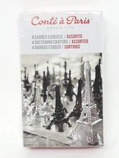 Conte a Paris Classic Color Crayon Matchbox 4-Pack - Sanguine Bistre Black White