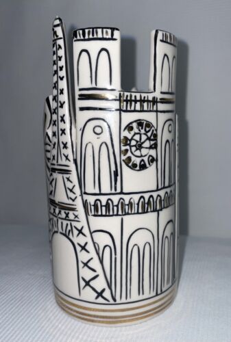 Anthropologie Landmark Ceramic Porcelain Pencil Holder Vase 5 1/2 Inches High - Picture 2 of 7