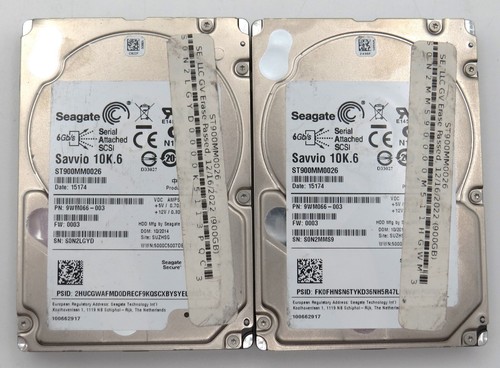 Seagate Savvio 10K.6 2.5" HDD | ST900MM0026 | 900GB | SAS | 9WM066 | Used&Wiped