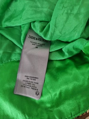 Blusa Zadig & Voltaire Toysse Top Lentejuelas Dorado Bronce $498, Talla M, ¡NUEVA CON ETIQUETAS! - Imagen 11 de 12