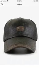 Faux Leather Snapback Baseball Cap Golf Outdoor Sports Hat Strap Back Adjustable