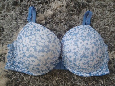 VS pink leopard lace logo super push up bra BRAND NEW size 36d blue floral 